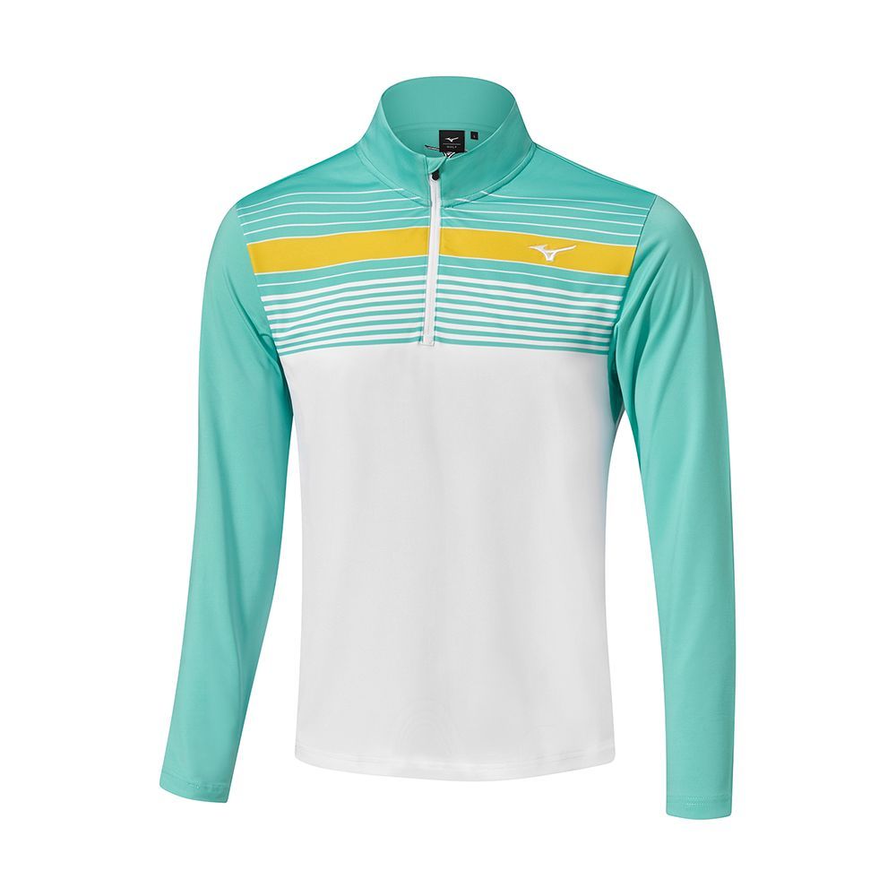Topuri Mizuno Brz Elite St 1/4 Zip Barbati Albi Verzi | PNDJZR405